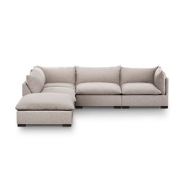 Westwood 4 Piece Right Arm Facing Sectional with Ottoman-Bayside Pebble