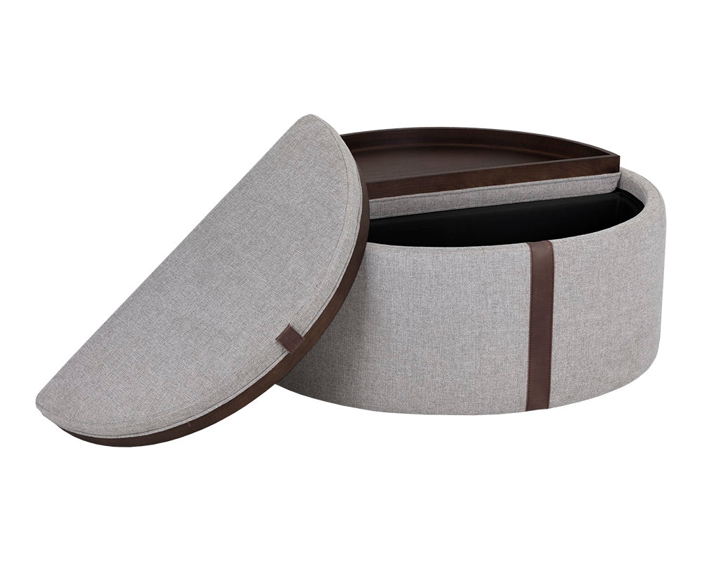 Borelli Wheeled Storage Ottoman - Belfast Heather Grey / Autumn Chestnut