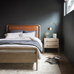 Rosedale Bed-Top Grain Leather-Yucca Veneer-Queen by Four Hands