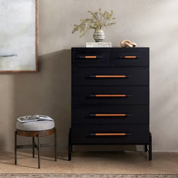 Rosedale 6 Drawer Tall Dresser-Ebony Oak