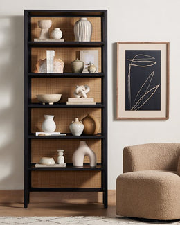 Caprice Large Bookshelf-Black Wash Mango