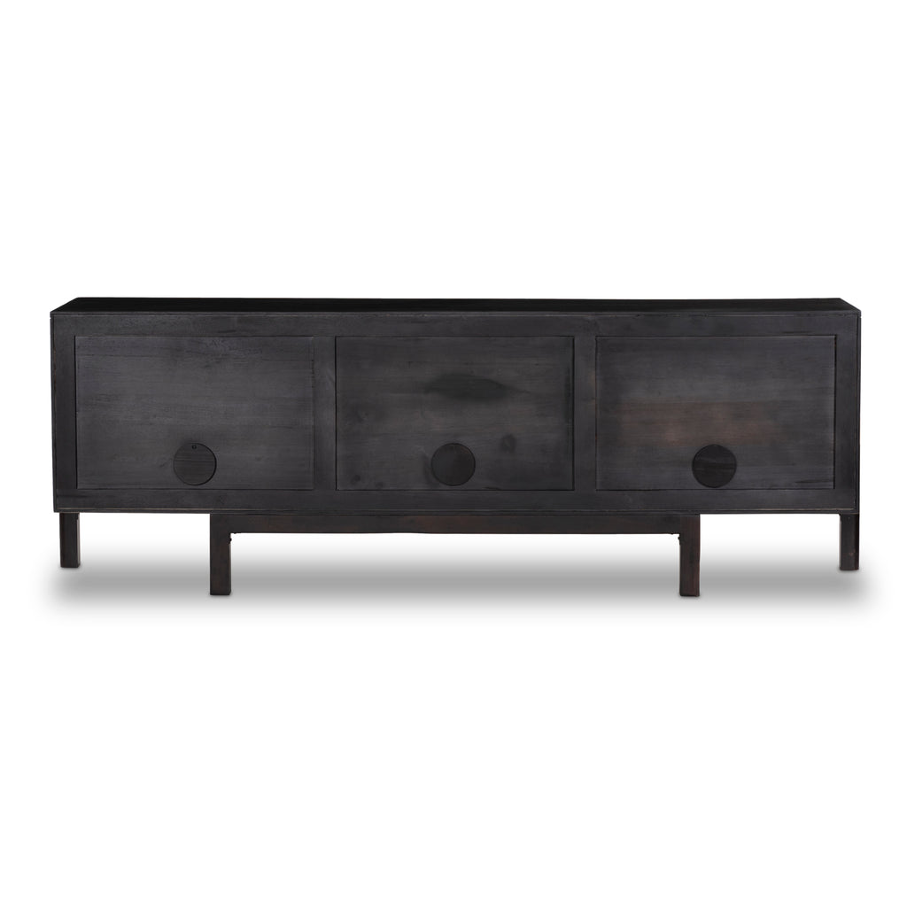 Reza Media Console-Worn Black Parawood by Four Hands