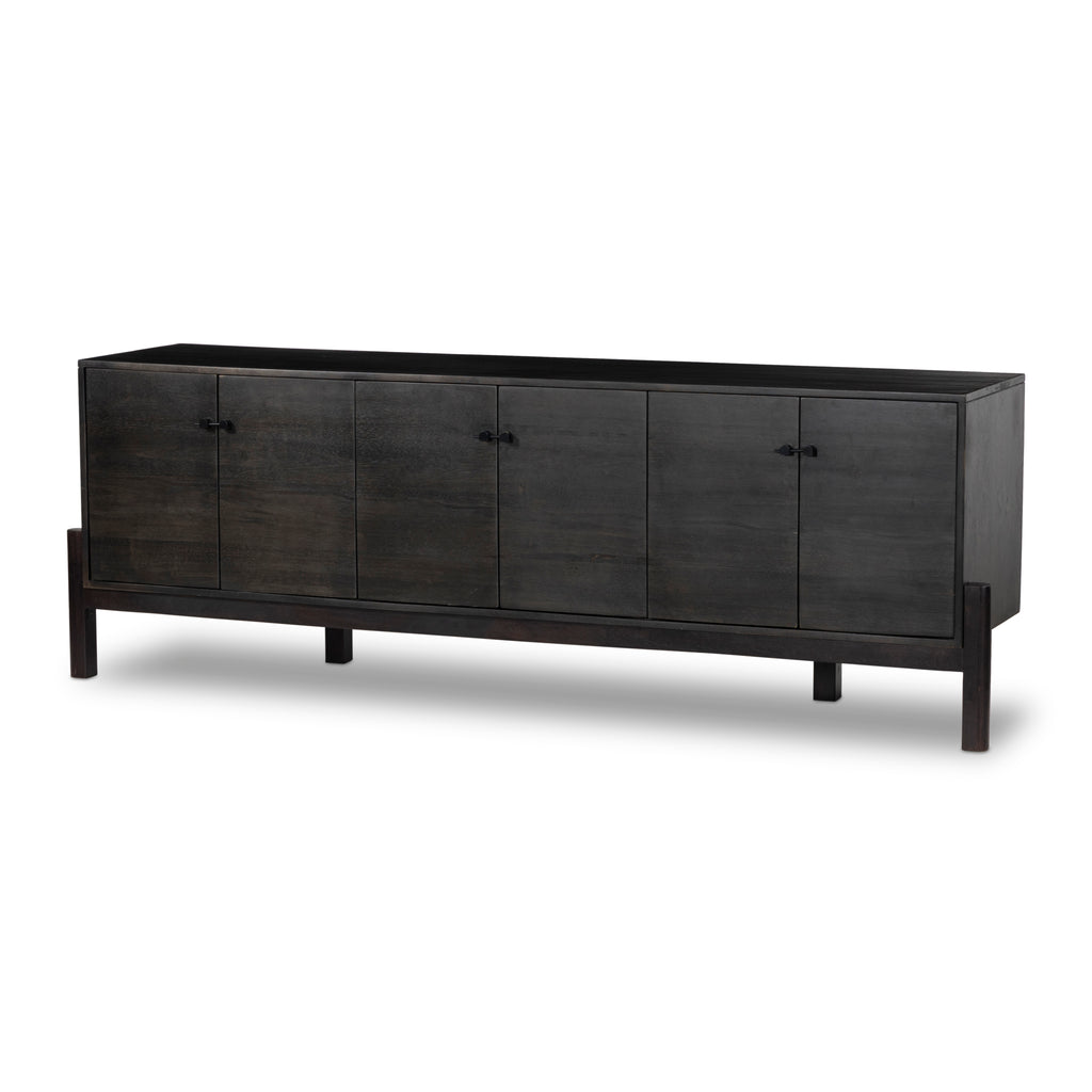 Reza Media Console-Worn Black Parawood by Four Hands