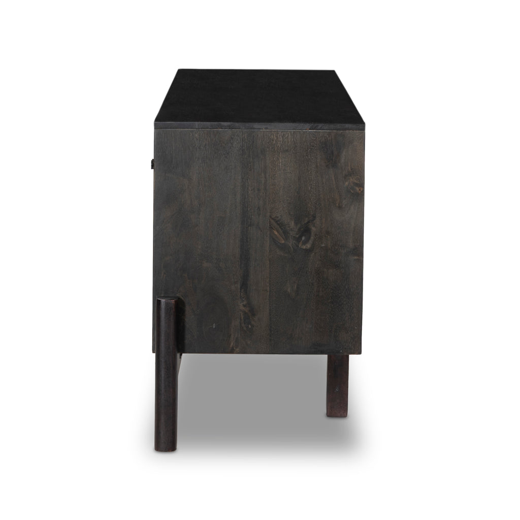 Reza Media Console-Worn Black Parawood by Four Hands