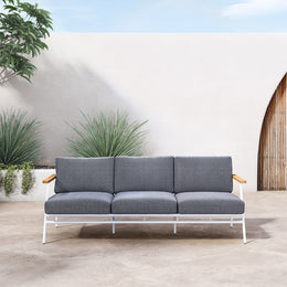 Aroba Outdoor Sofa, White Aluminum & Navy