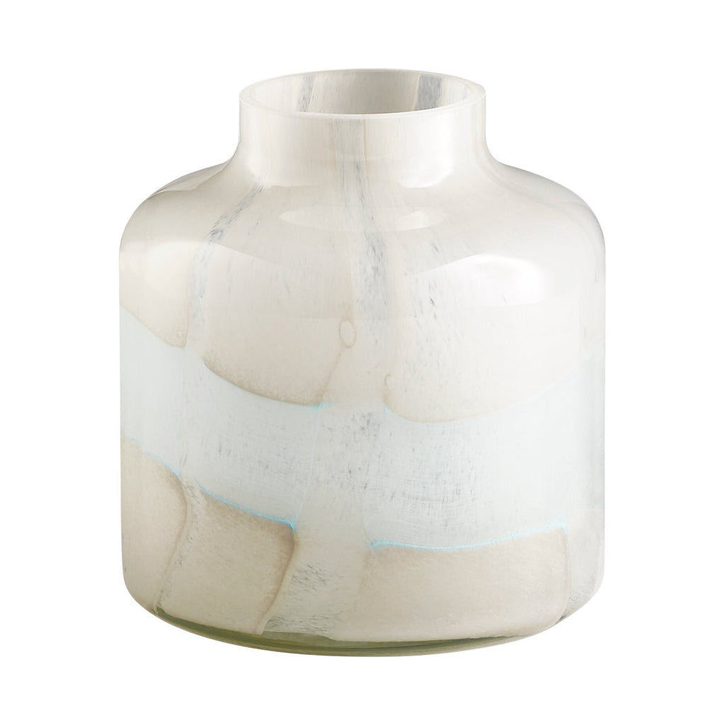 Lucerne Vase, Tan & Aqua-Small