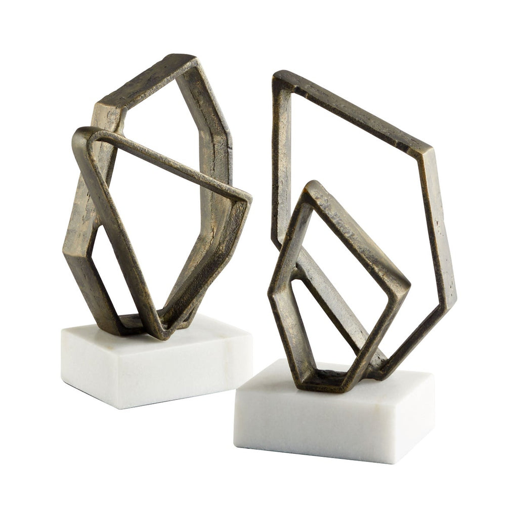 Euclid Bookends, White, Brnz