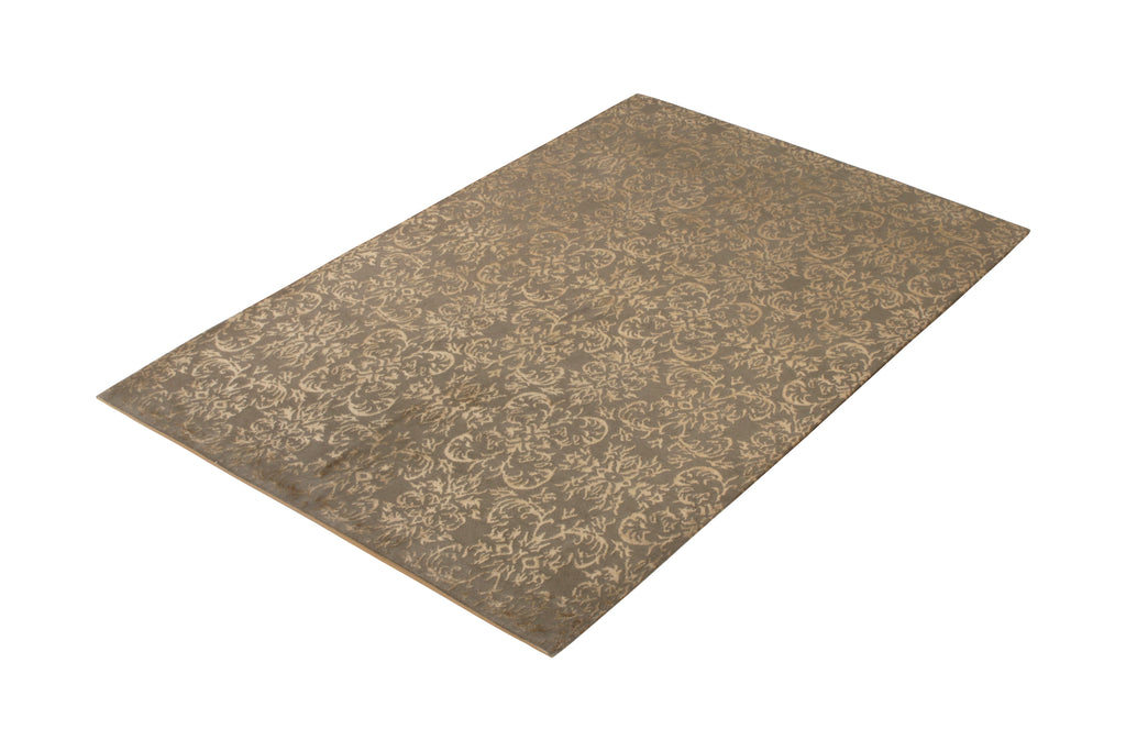 Rug & Kilim's European Style Rug In Beige-Gold And Green Arabesque Pattern