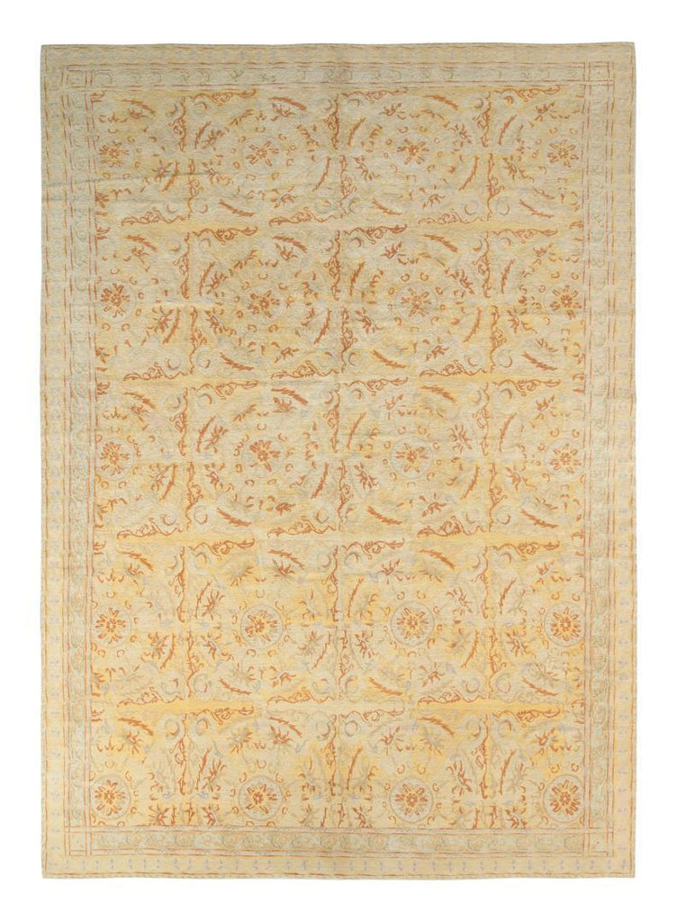 Spanish European Style Rug, Tangerine, Cream & Yellow Medallions By Rug & Kilim