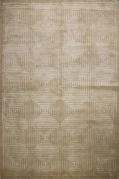 Rug & Kilim's Custom Contemporary Geometric Beige Brown Wool And Silk Rug “ Dorian 11723