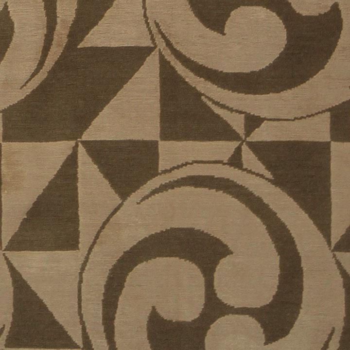 Rug & Kilim's Modern Geometric Beige Brown Wool And Silk Custom Rug “ Kaleidoscope 11758