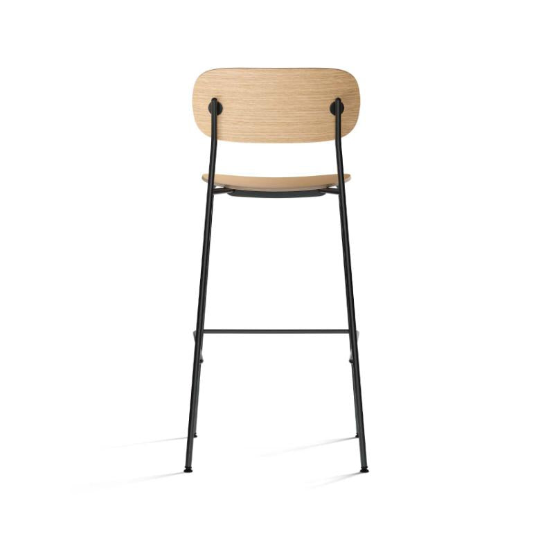 Co Bar Chair, Black Steel Base, Natural Oak Seat and Back