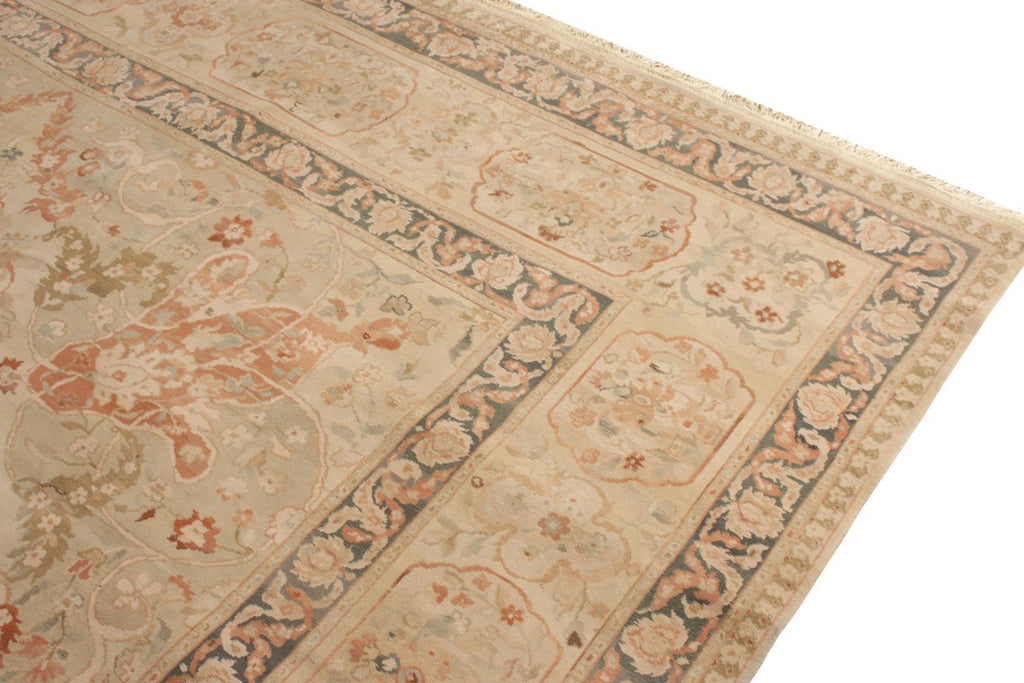 Rug & Kilim's Persian Style Rug In Beige, Green & Red Floral Pattern