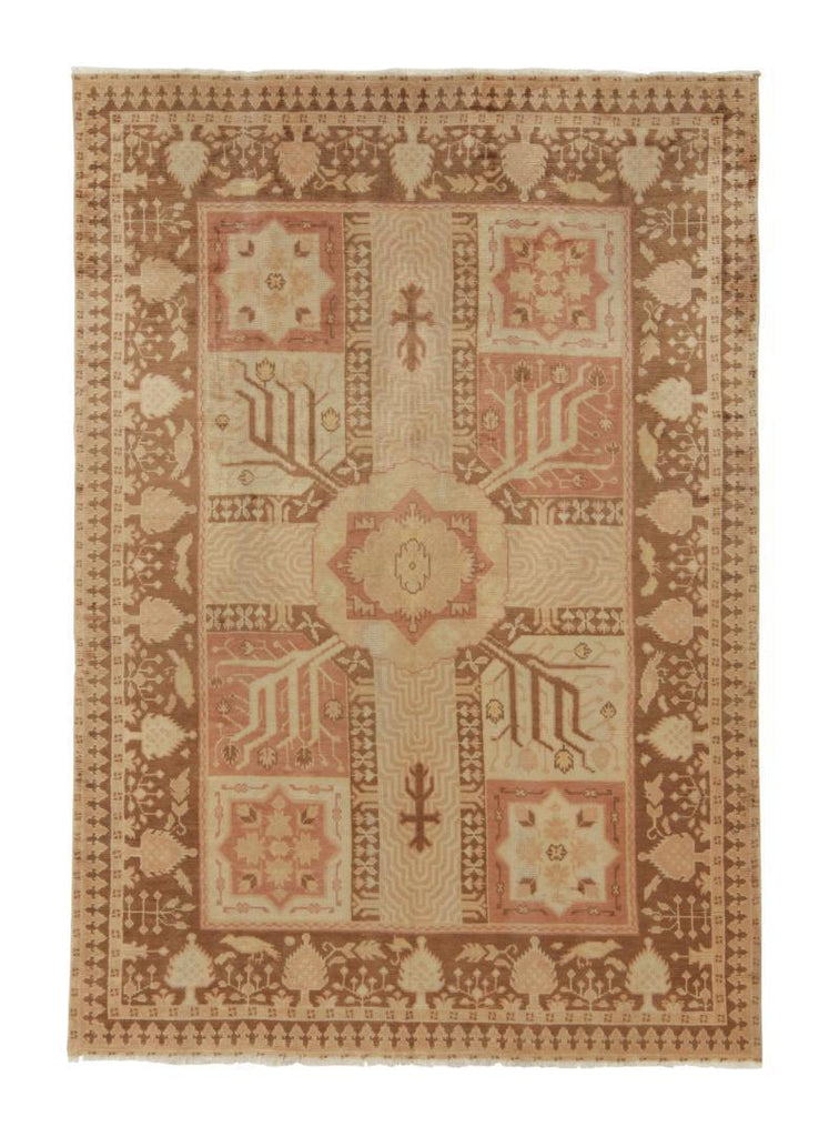 Antique Persian Rug In Beige, Brown And Light Red Garden Design