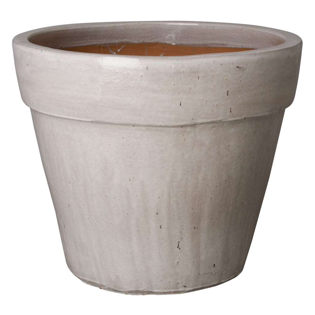 Round Flower Pot, Distressed White 28x24"H