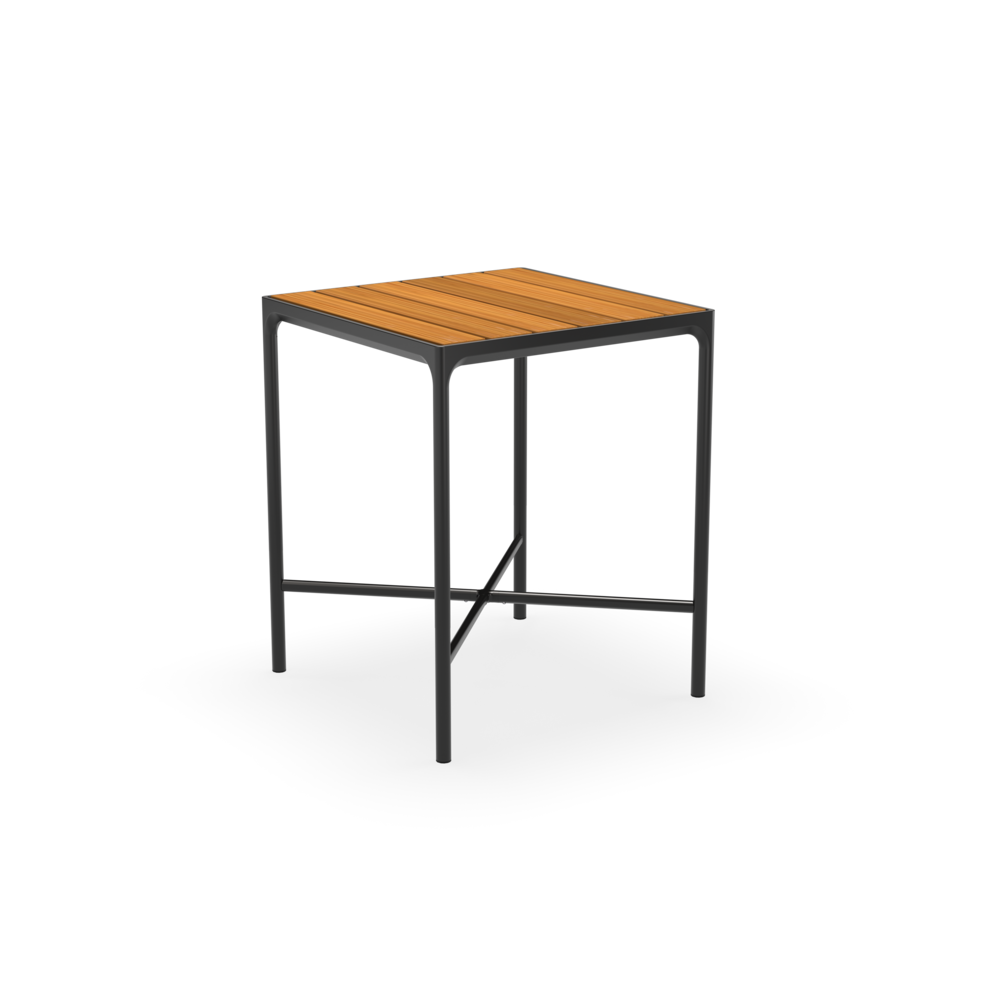 Four Bar Table - 90 X 90 Cm - Black, Table Top - Bamboo