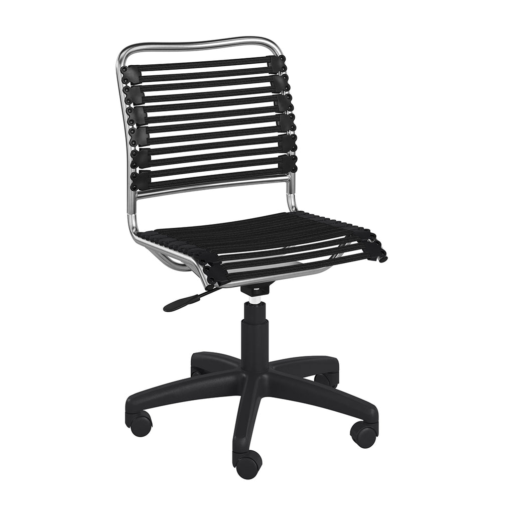 Allison Bungie Flat Low Back Office Chair - Black,Aluminum Frame