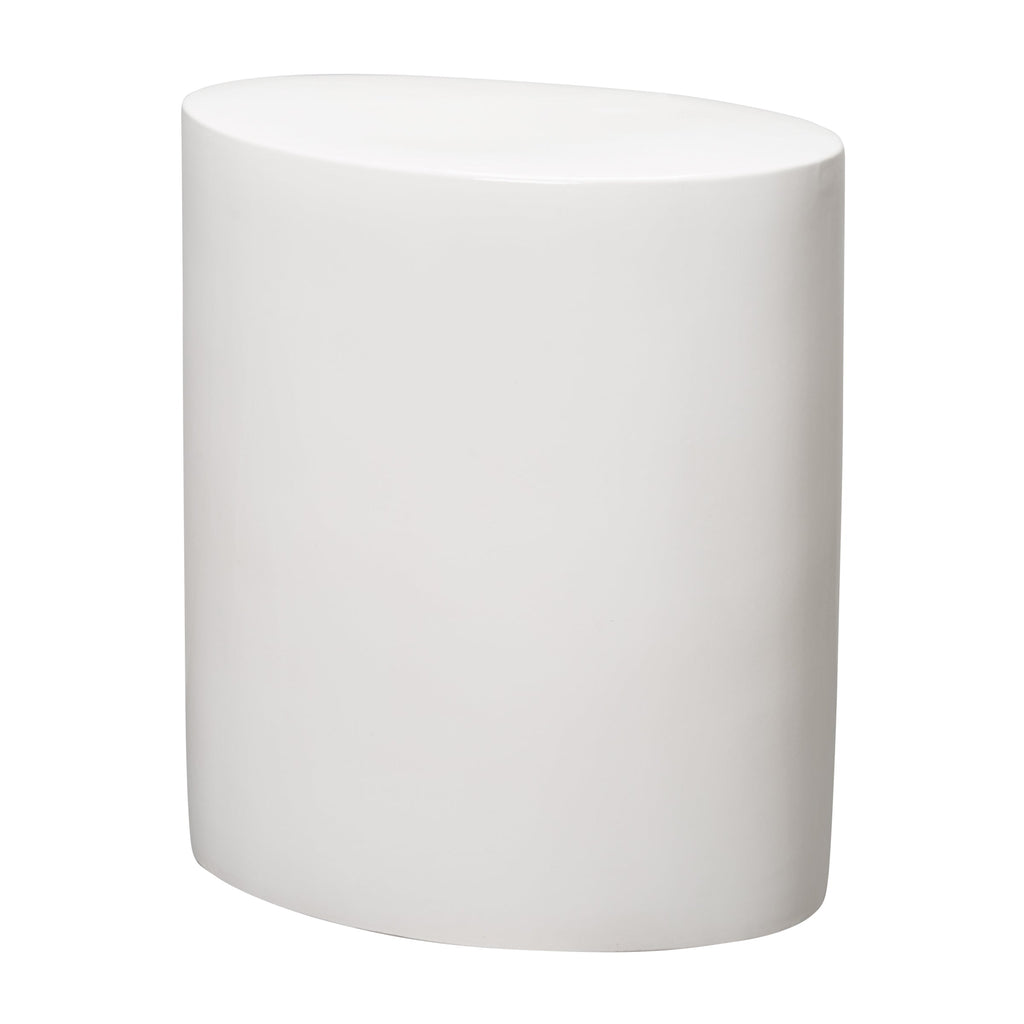 Large Oval Stool/Table, White 20x13.5x22"