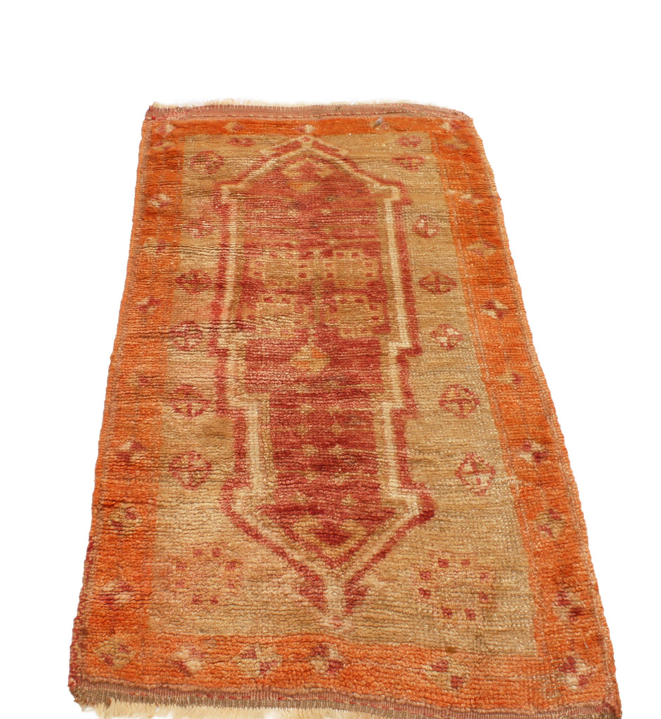 Vintage Oushak Traditional Beige And Red Wool Rug