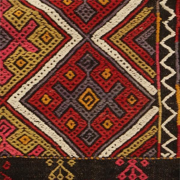 Antique Saddle Style Geometric Brown Red And Multicolor Wool Rug