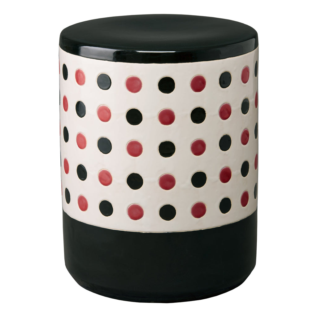 Polka Dot Garden Seat, Burgundy 14x18"H