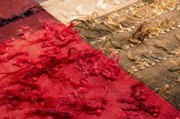 Vintage Mid Century Tulu Red And Multicolor Wool Rug