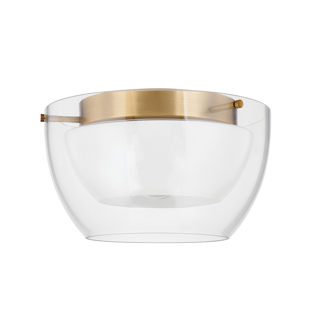 Dutton 1 Light Flush Mount - Patina Brass