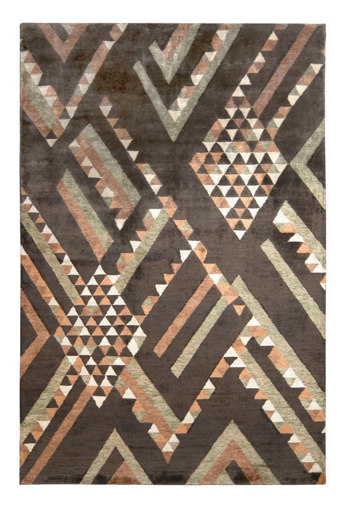 Rug & Kilim's Scandinavian Rug In Brown Geometric Pattern