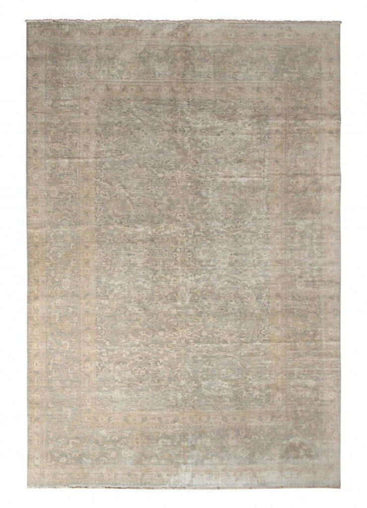 Rug & Kilim's Transitional Style Rug In An All Over Gray, Beige-Brown Floral Pattern