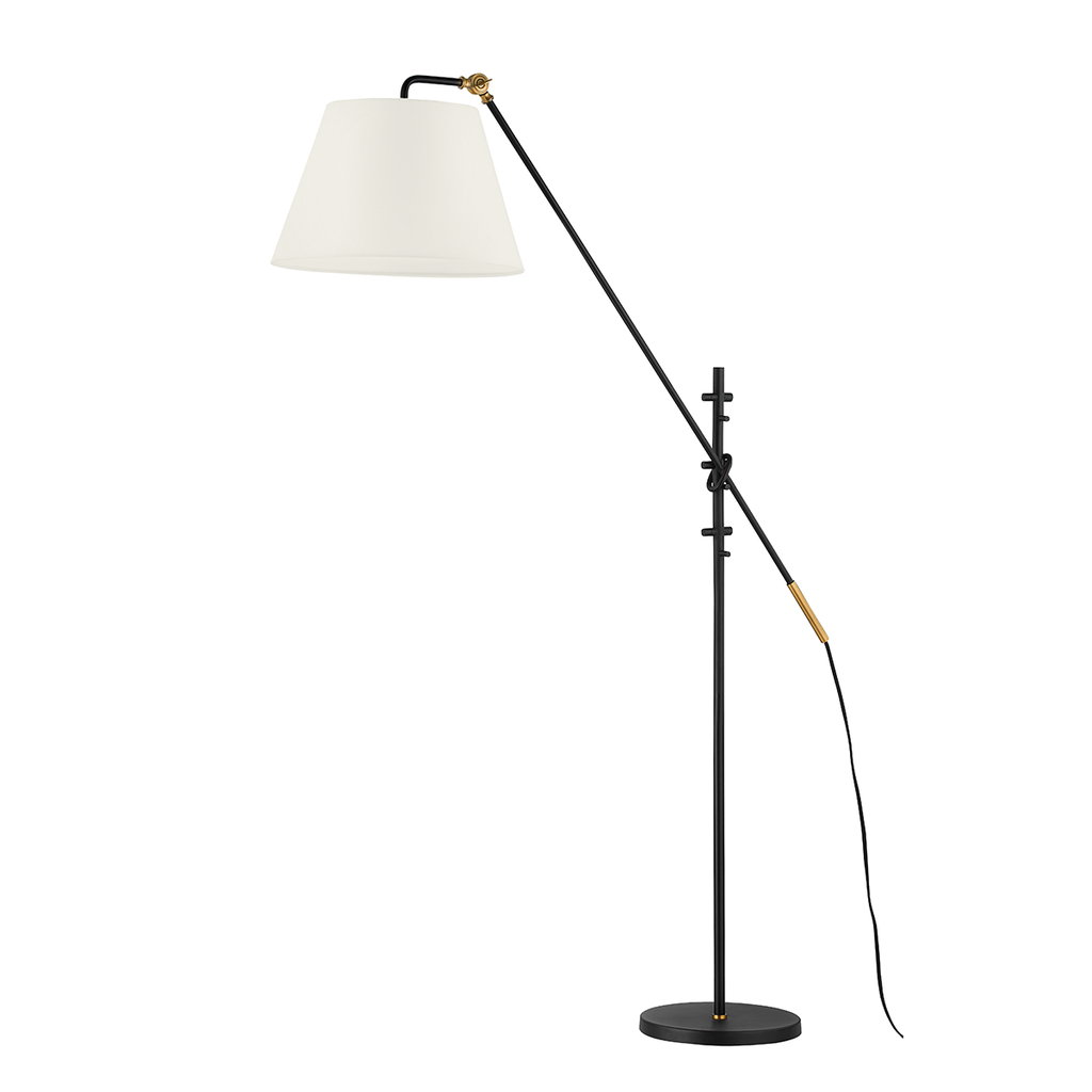 Navin 1 Light Floor Lamp - Patina Brass