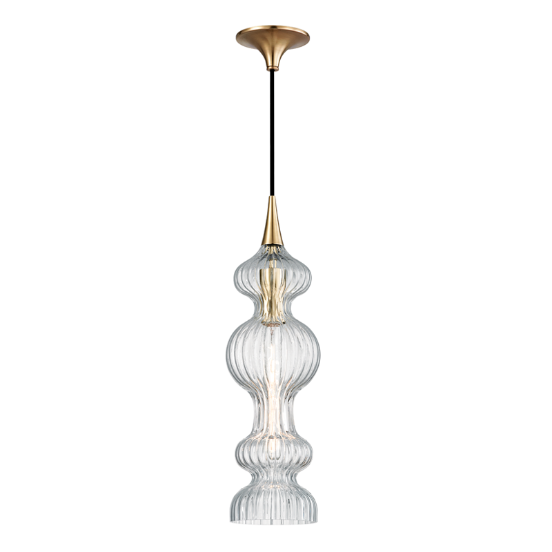 Pomfret Pendant Clear - Aged Brass