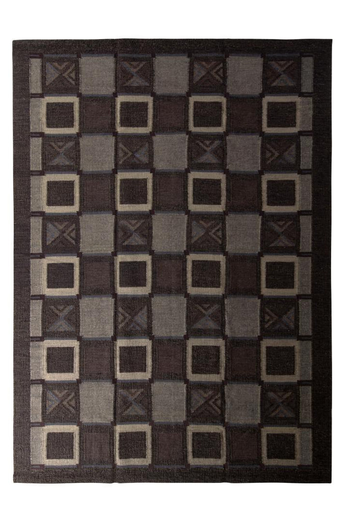 Scandinavian Flat Weave Gray Earth Tone Purple Geometric Rug