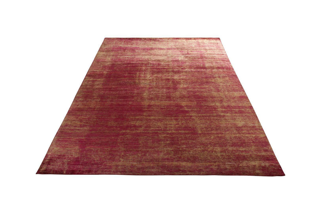 Handmade Modern Rug Red And Gold Abrashed Striped Pattern By Rug & Kilim 18734