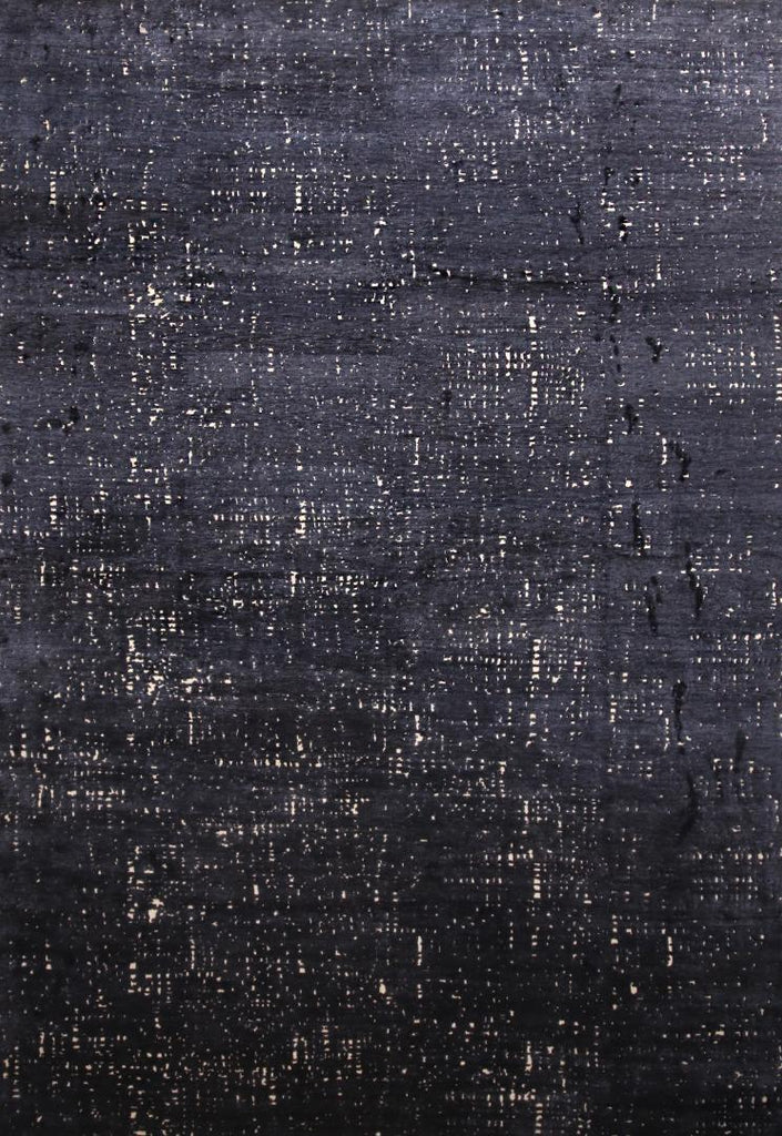 Custom Grisaille City Lights Midnight Blue And Black Pure Silk Rug