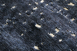 Custom Grisaille City Lights Midnight Blue And Black Pure Silk Rug