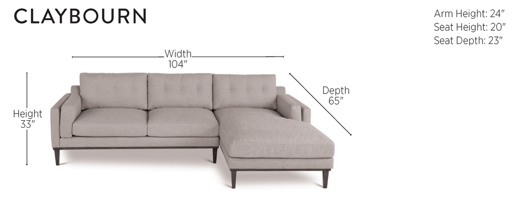 Claybourn Sectional, Gunsmoke, Chestnut, Right