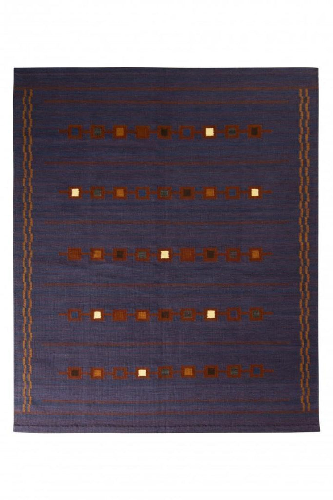 Rug & Kilim's Scandinavian Rug In Purple And Brown Geometric Pattern