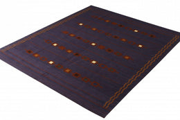 Rug & Kilim's Scandinavian Rug In Purple And Brown Geometric Pattern