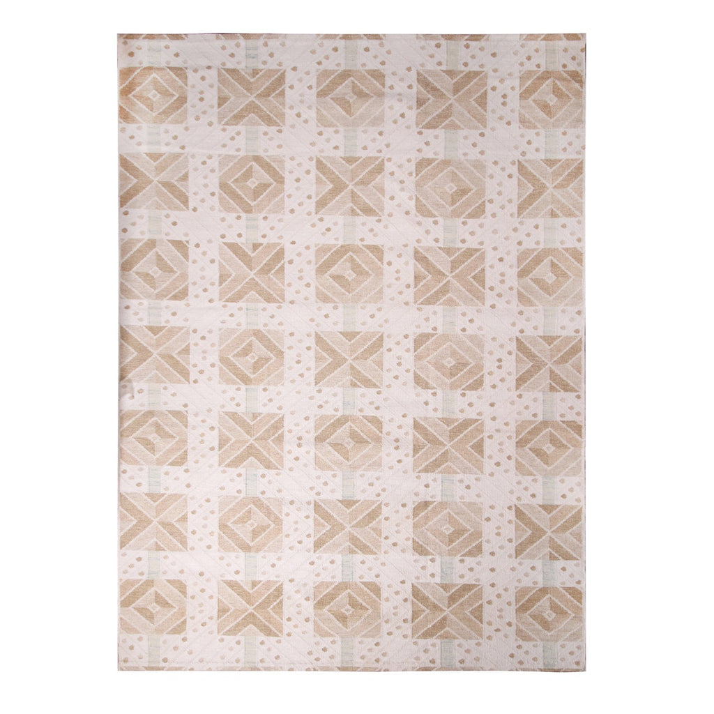 Rug & Kilim's Scandinavian Geometric Beige Brown Wool Rug