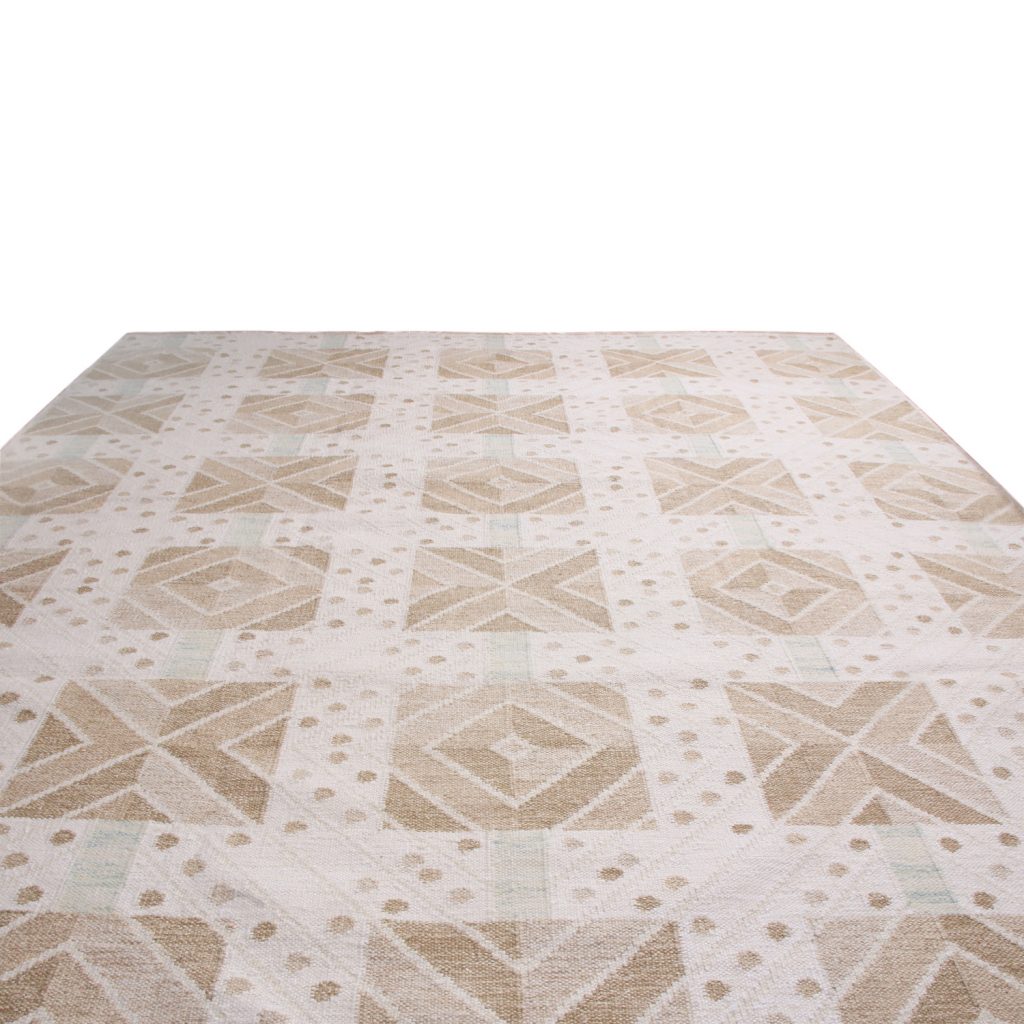 Rug & Kilim's Scandinavian Geometric Beige Brown Wool Rug