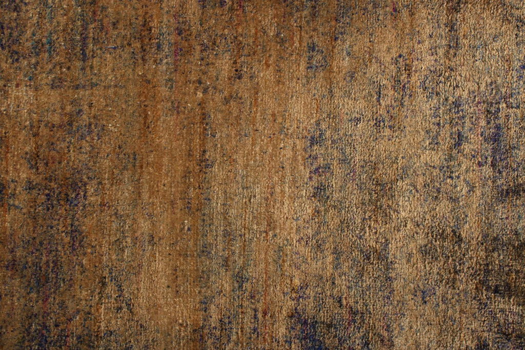 Textural Modern Rug Gold Brown And Blue Abrashed Striped Pattern By Rug & Kilim 19710