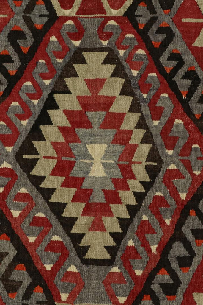 1940S Vintage Kilim In Blue, Red And Beige-Brown Tribal Pattern