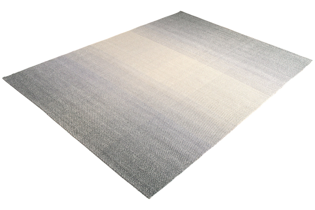 Handmade Modern Rug In Silver-Gray And Blue Gradient Pattern By Rug & Kilim 19918