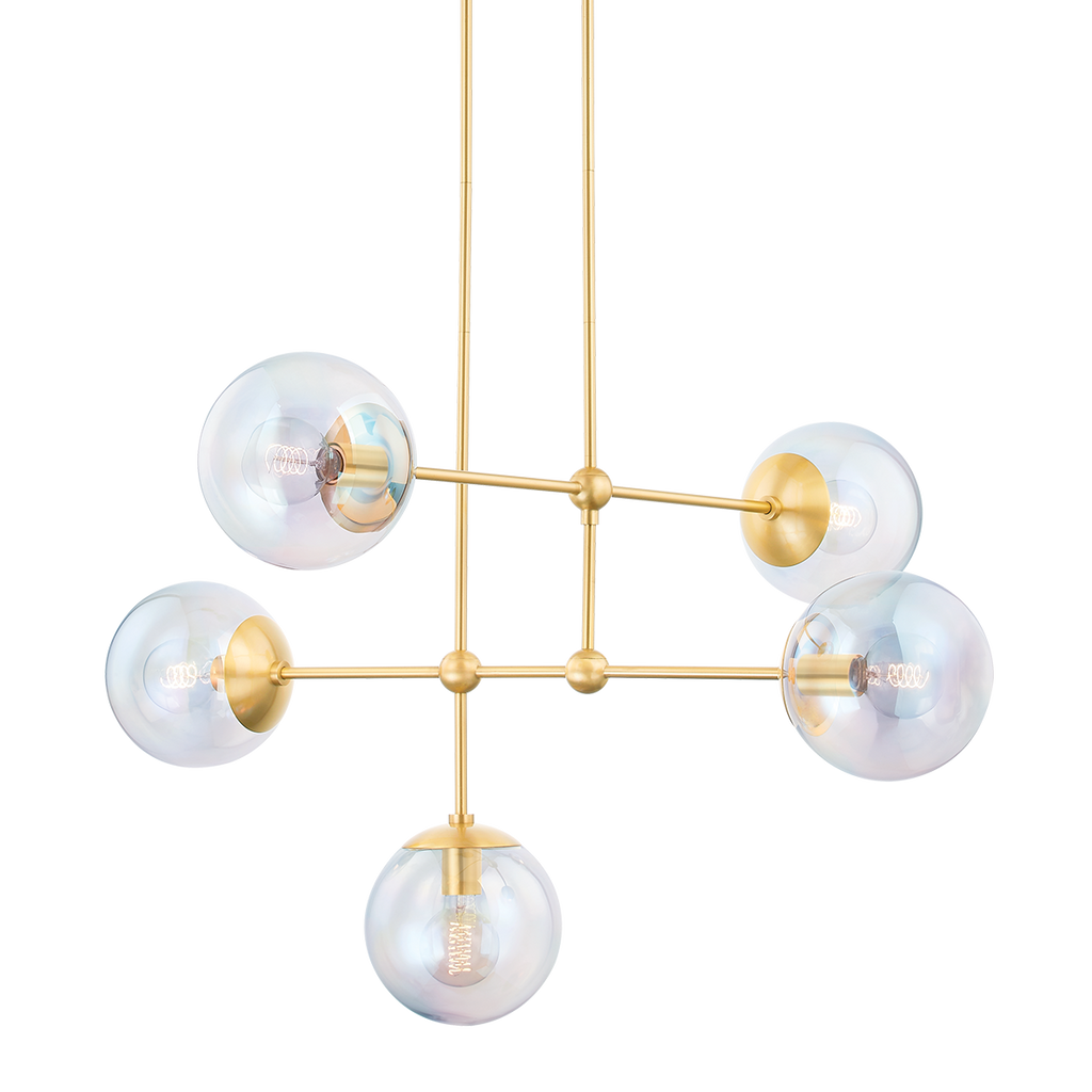 Ophelia 5 Light Chandelier - Aged Brass