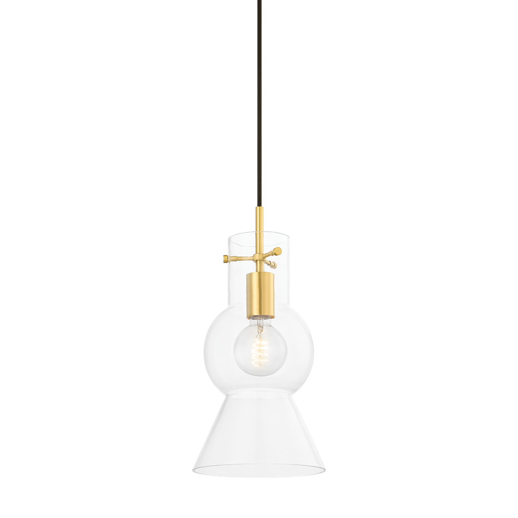 Mirabel 1 Light Pendant - Aged Brass 15.5"