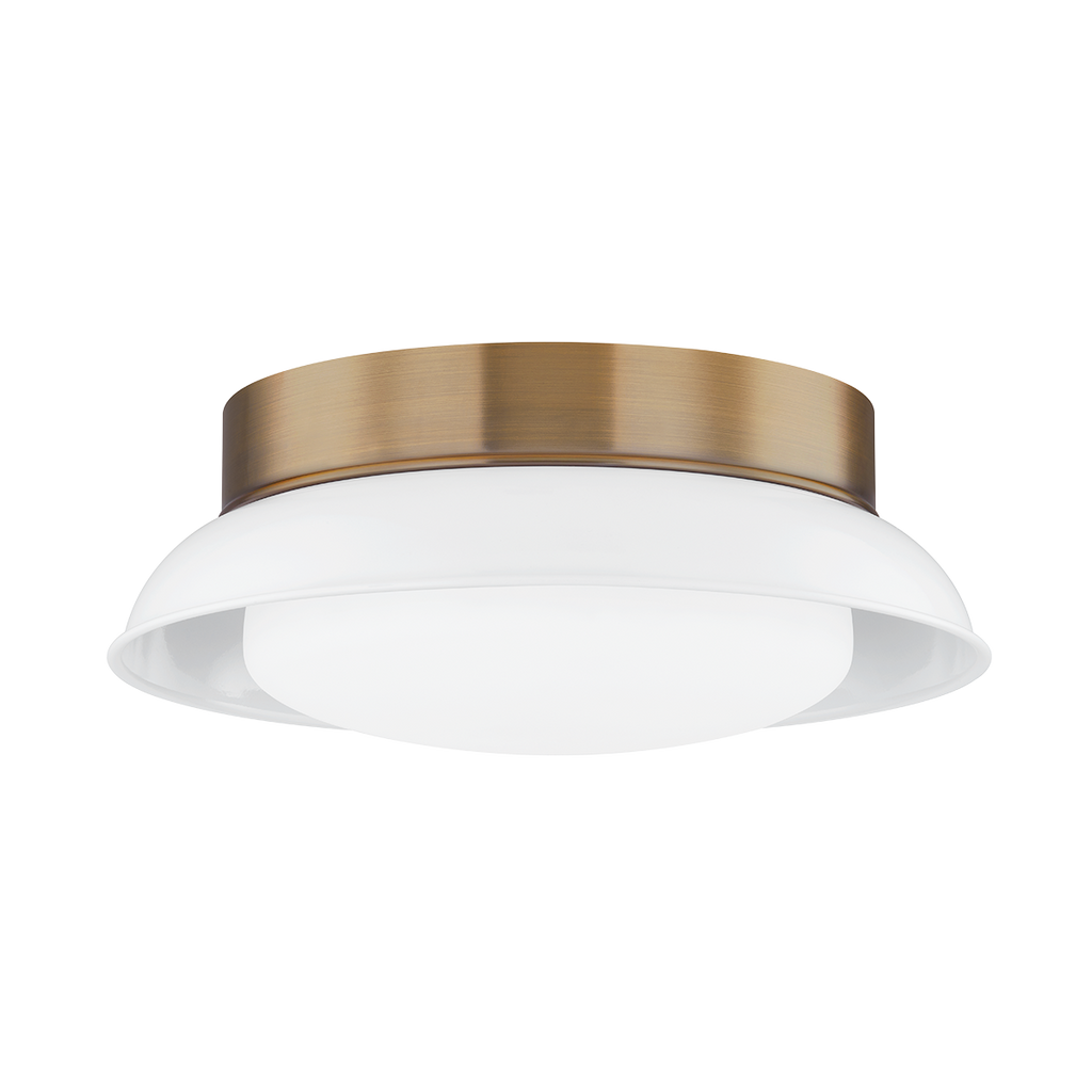 Arnie 2 Light Flush Mount - Patina Brass 5.25" - Glossy White