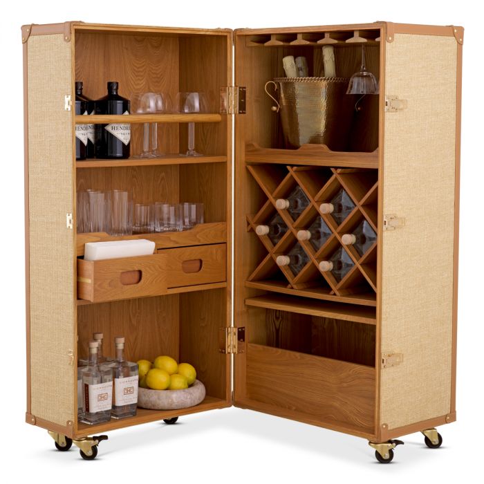 Wine Cabinet Martini Bianco Rattan Look