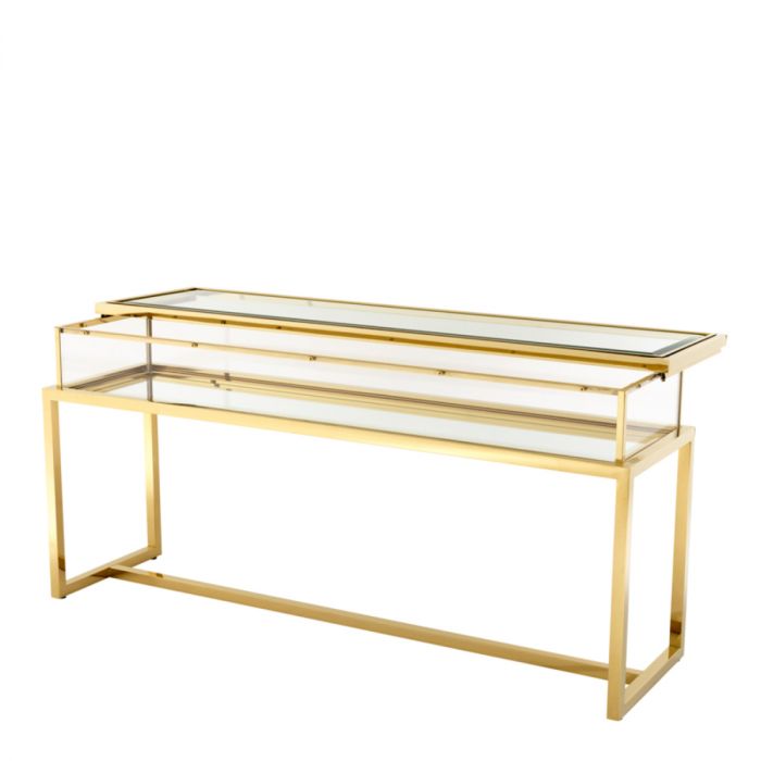 Console Table Harvey Sliding Top Gold Finish