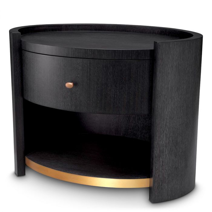 Bedside Table Rosemberg Charcoal Grey Oak Veneer