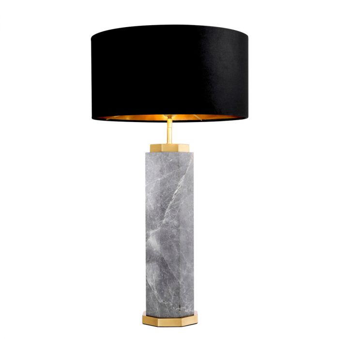 Table Lamp Newman Grey Marble Including Shade
